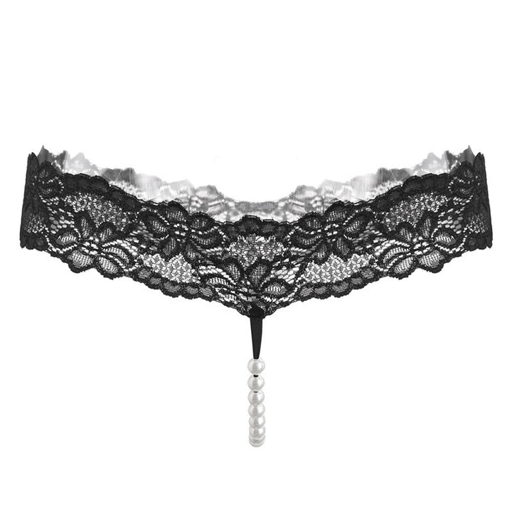 Sheer Lace Pearl Thong Panty