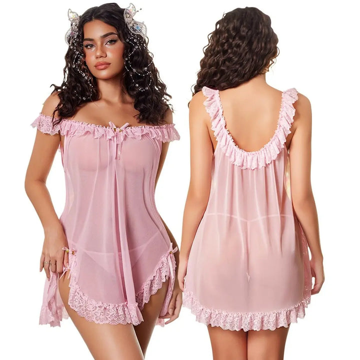 Sheer Mesh Lace Princess Nightdress