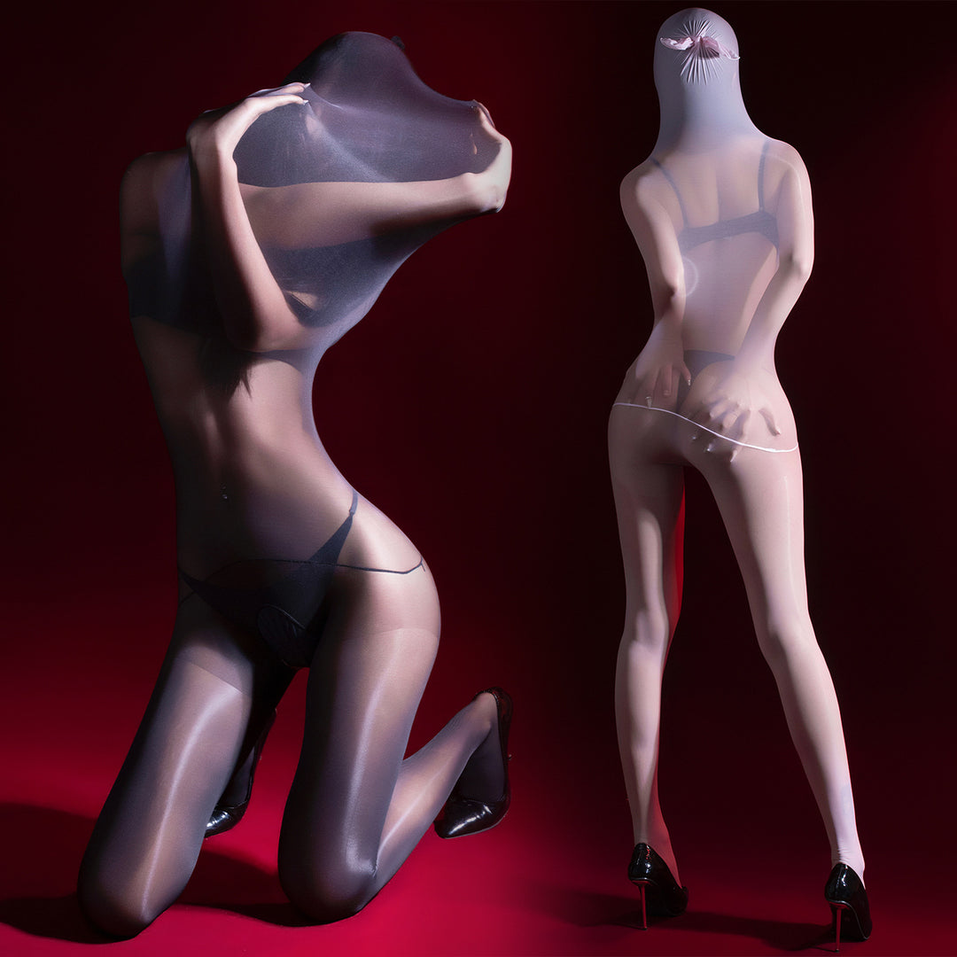 Wet Look Sheer Open Crotch Bodystocking