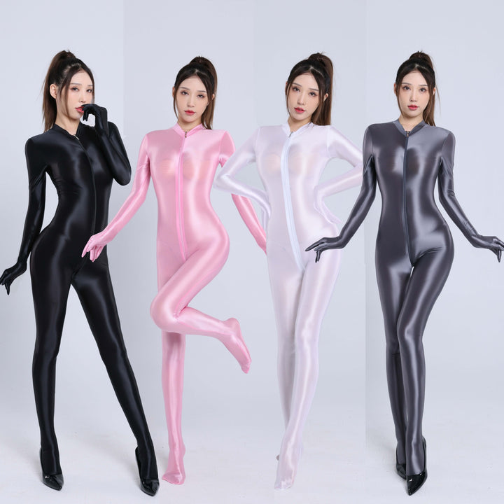 Shiny Spandex Double Zipper Catsuit