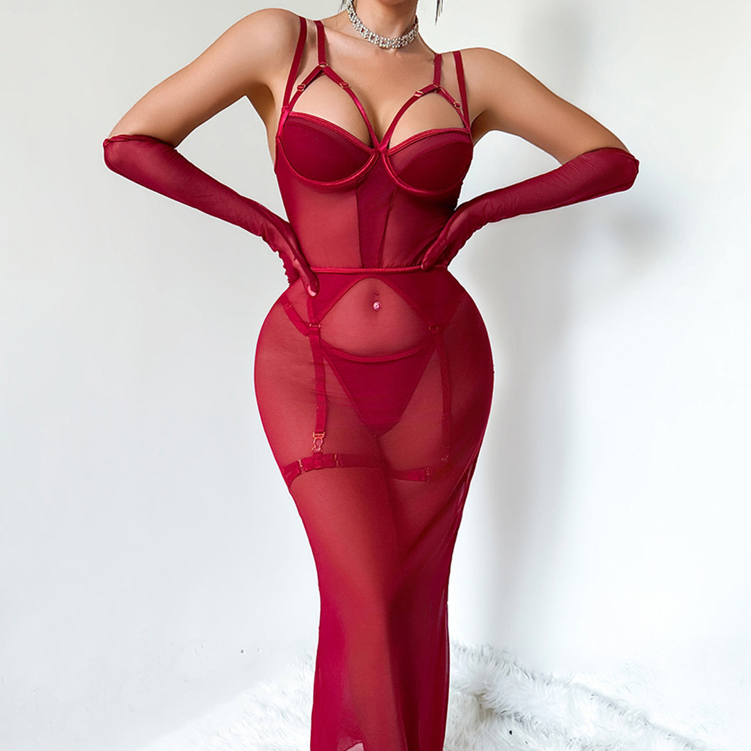 Strappy Cutout Skirt Lingerie Set