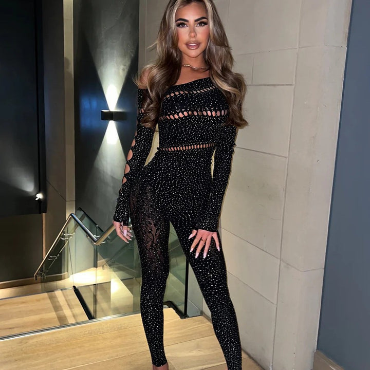 Crystal Sheer Long Sleeve Bodystocking