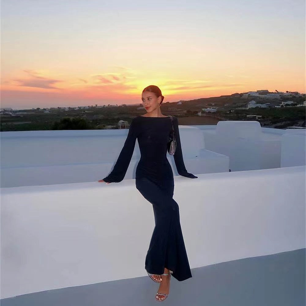 Eclipse Backless Sheer Dress