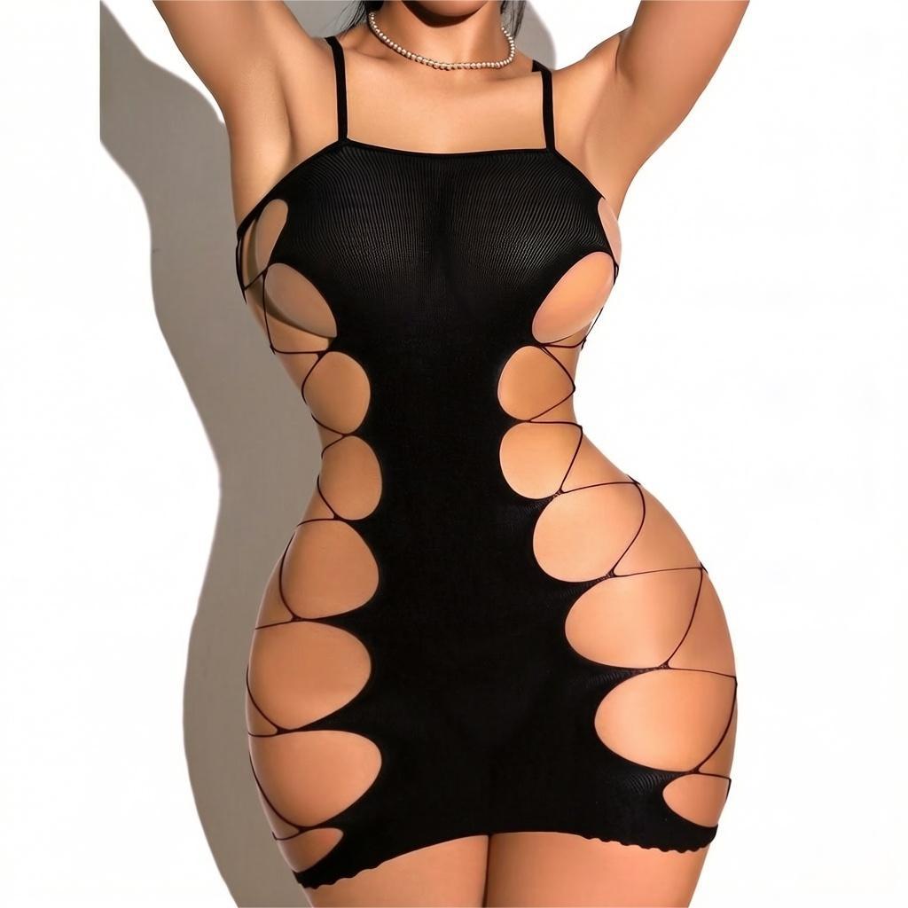 Midnight Temptress Fishnet Dress