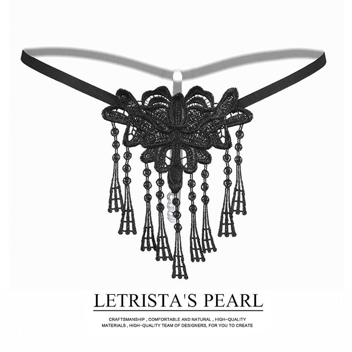 Tassel Pearl Lace Thong