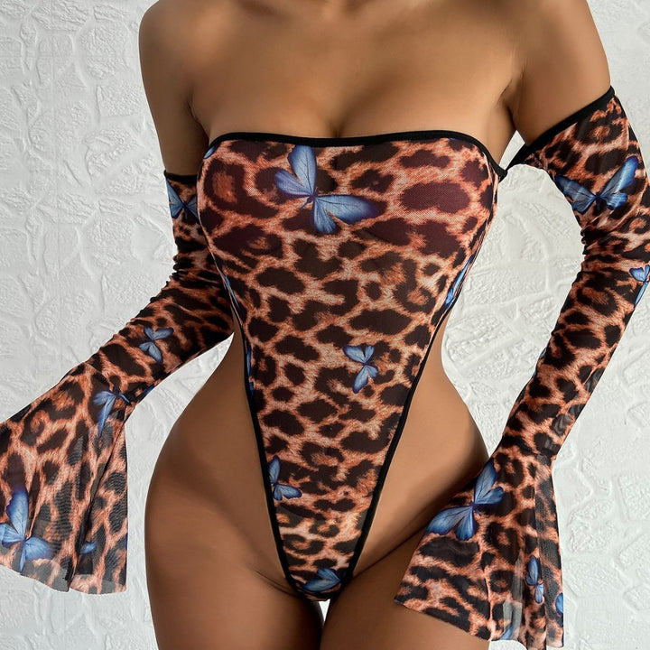 Wild Desire Leopard Strapless Bodysuit