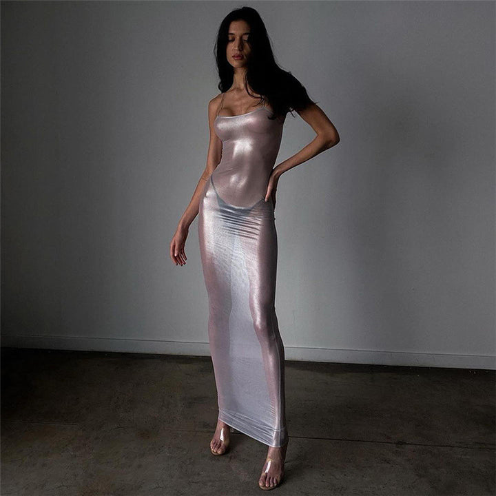 Silver Mesh Bodycon Maxi Dress