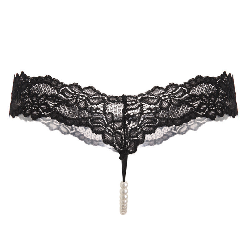 Sheer Lace Pearl Thong Panty