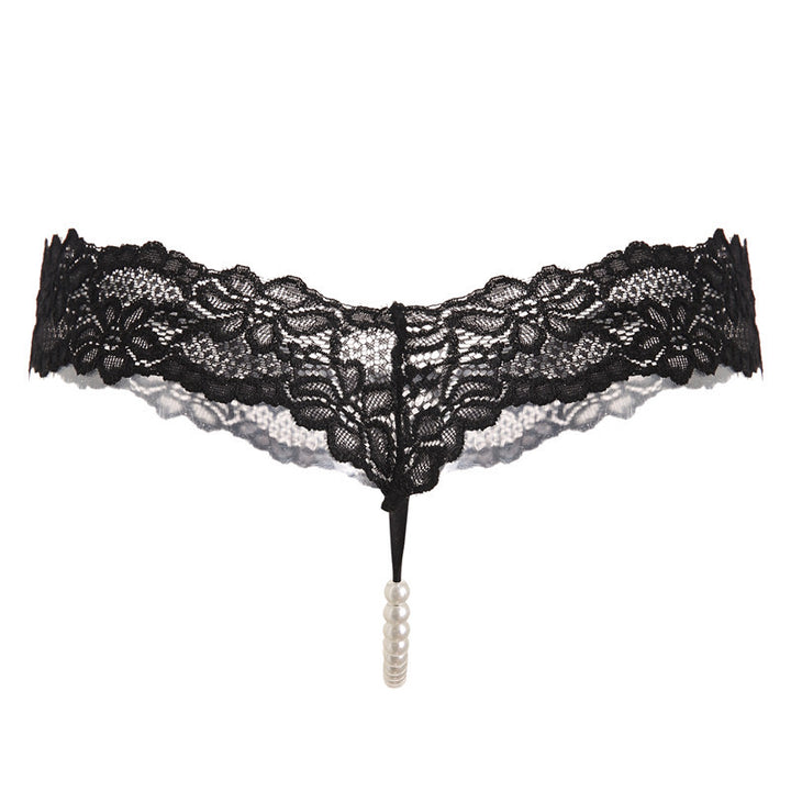 Sheer Lace Pearl Thong Panty