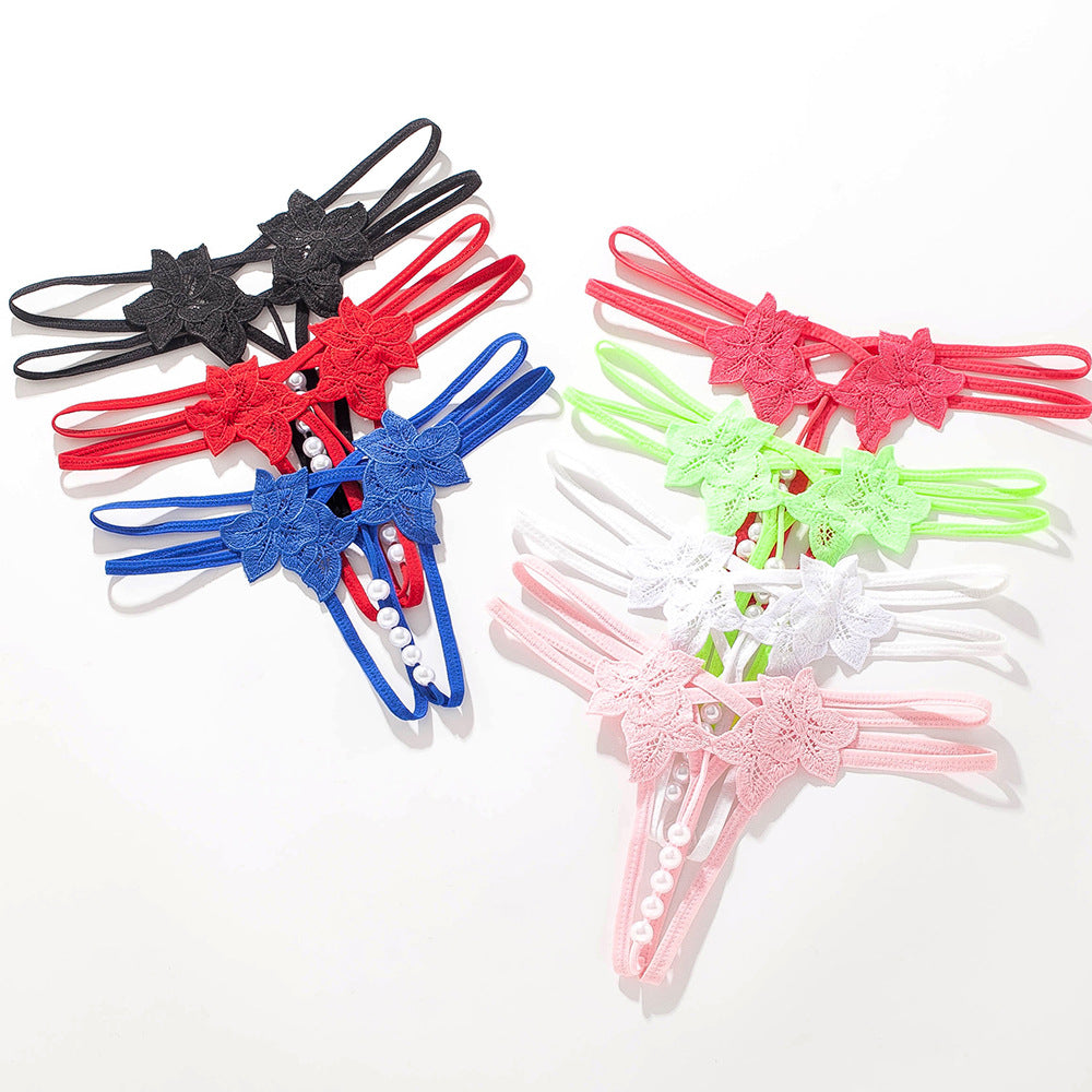 Pearl Lace Open Thong