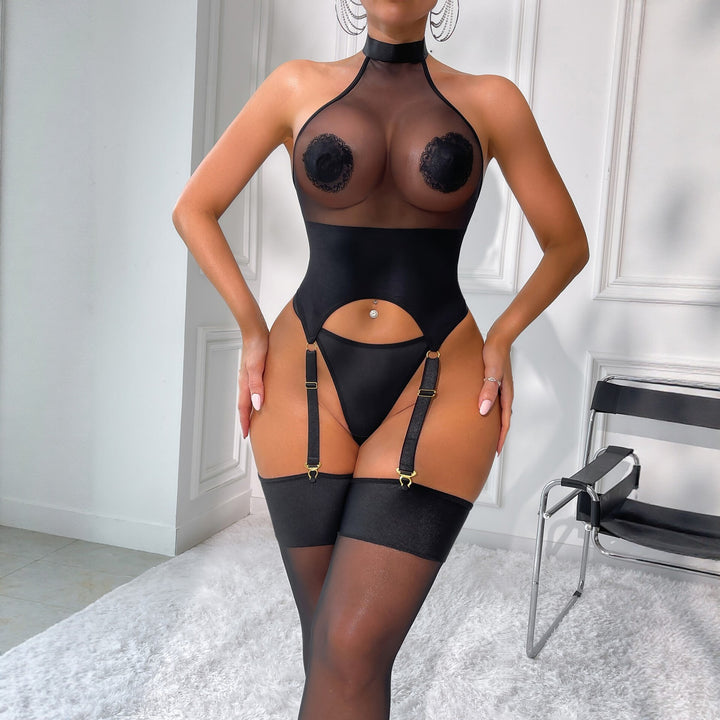 Halter Garter Bodysuit Set