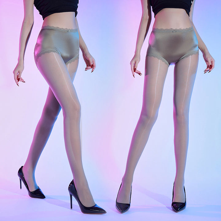Satin Panty Glossy Open Crotch Pantyhose