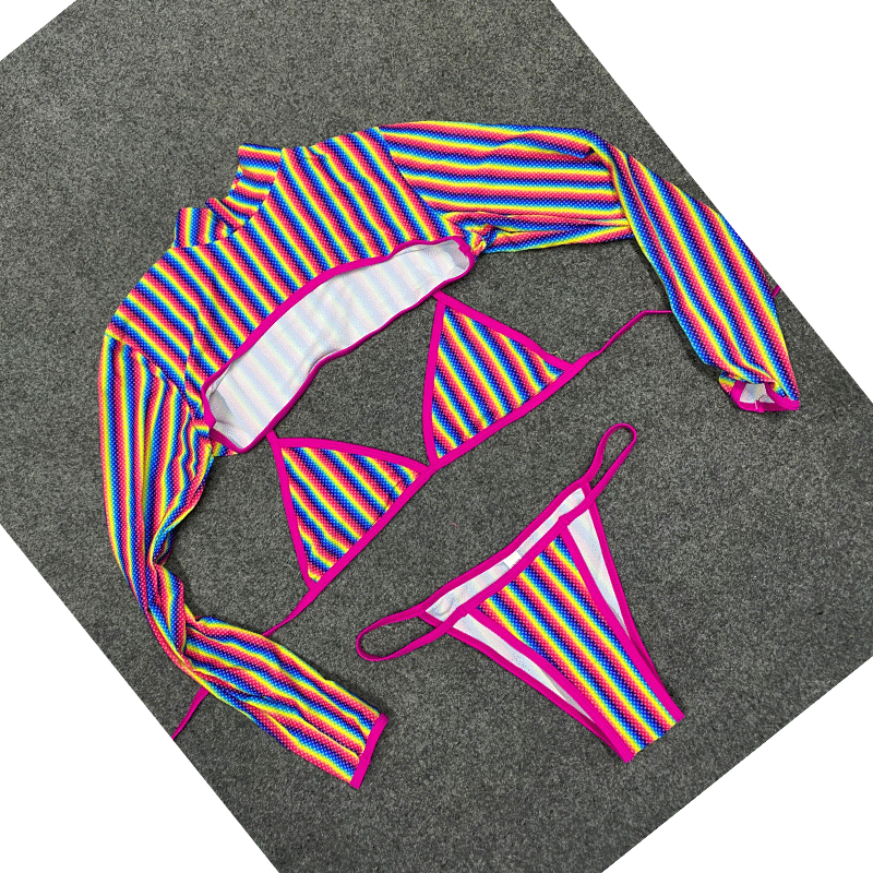Rainbow Sheer Mesh Bikini Set