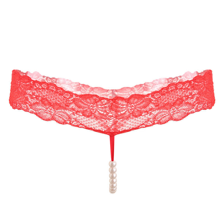 Sheer Lace Pearl Thong Panty