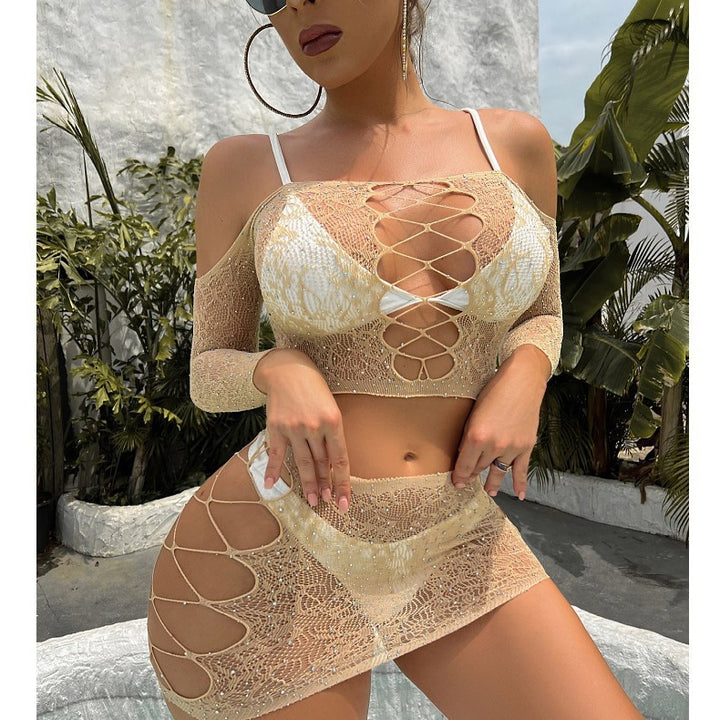 Sparkling Net Tease Skirt Set