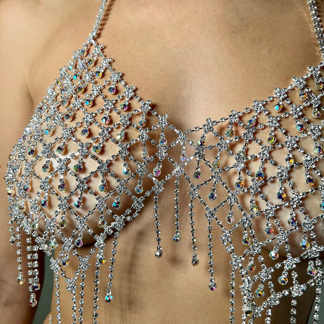 Pinkfoxs™ Diamond Fringe Rhinestone Bra