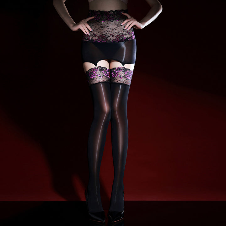 Floral Lace Garter Skirt & Stockings Set