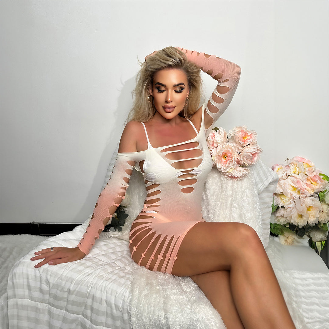 Cutout Sheer Mesh Mini Dress