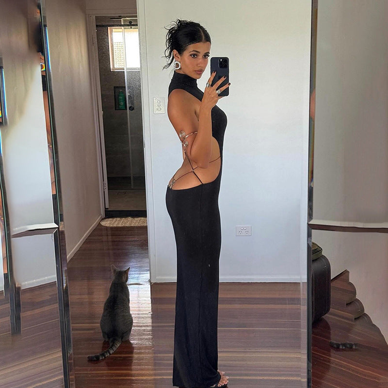 Seductive Backless Strap Detail Dress