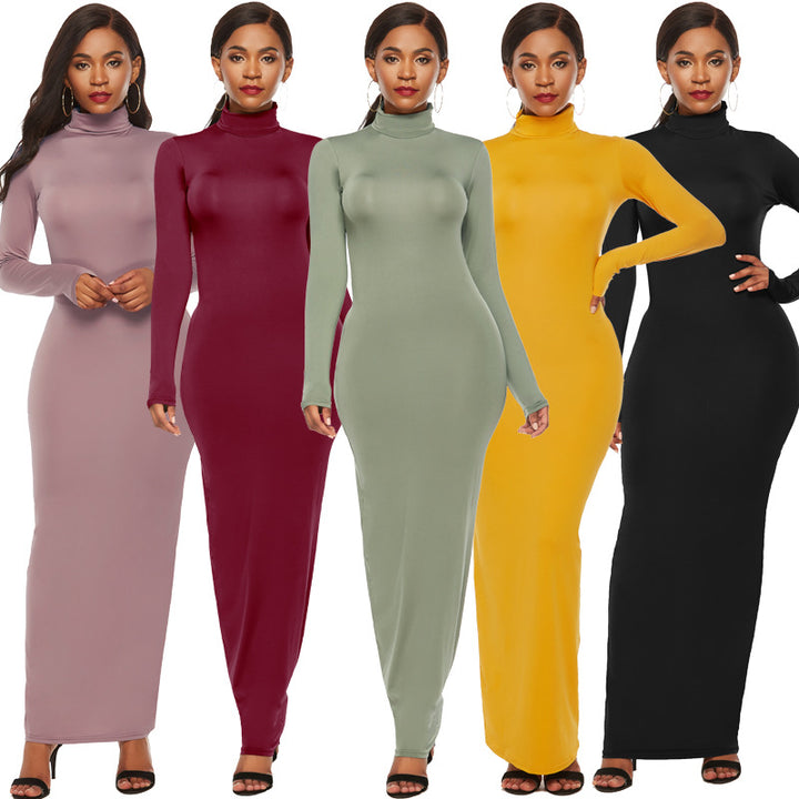 Tight Fit Long Sleeve Maxi Dress