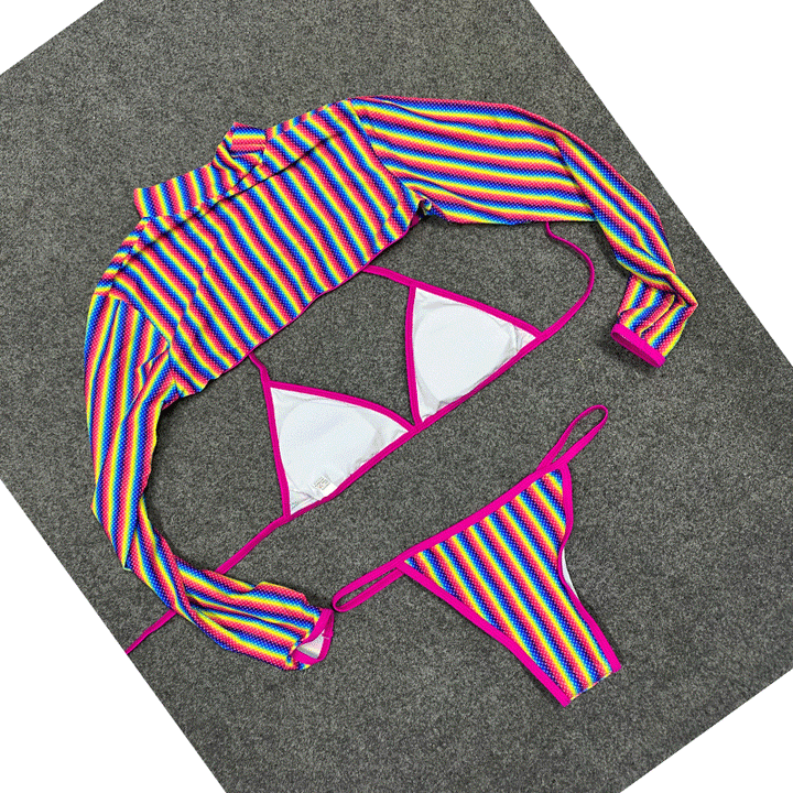 Rainbow Sheer Mesh Bikini Set
