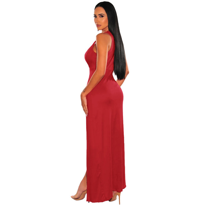 Deep V Plunge High Slit Maxi Dress