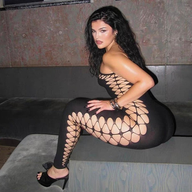 One-Shoulder Cutout Mesh Bodysuit