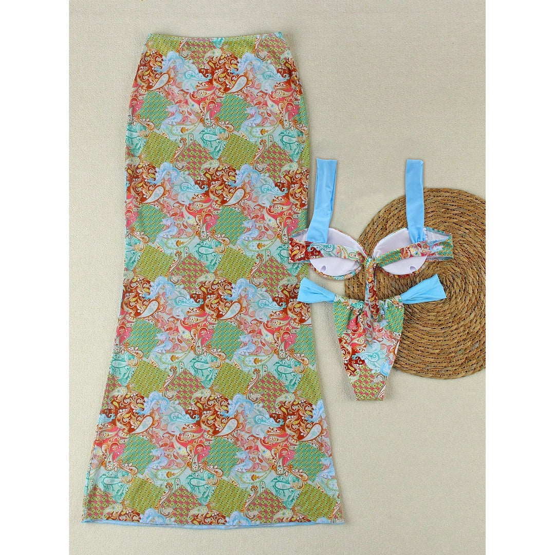 Paisley Print 3-Piece Bikini Set