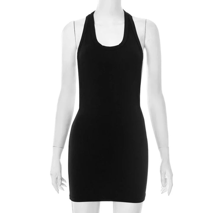 U-Neck Backless Bodycon Mini Dress