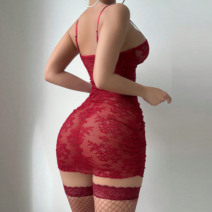 Lace Cutout Garter Babydoll Dress