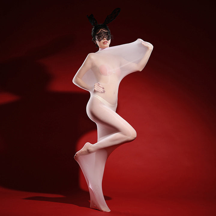 Glossy Sheer Full-Body Encasing Stocking Bodysuit