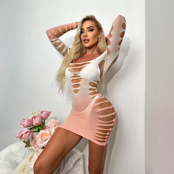 Cutout Sheer Mesh Mini Dress