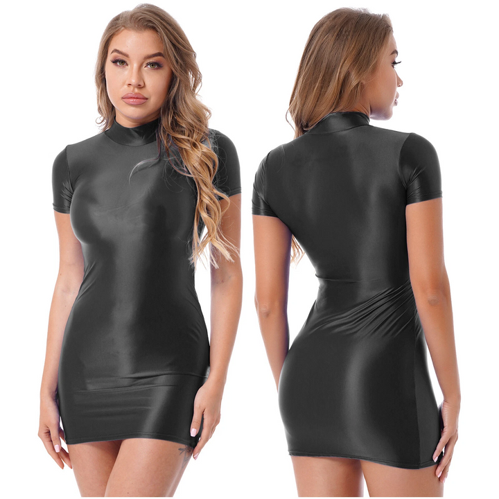 Shiny Silk Bodycon Mini Dress