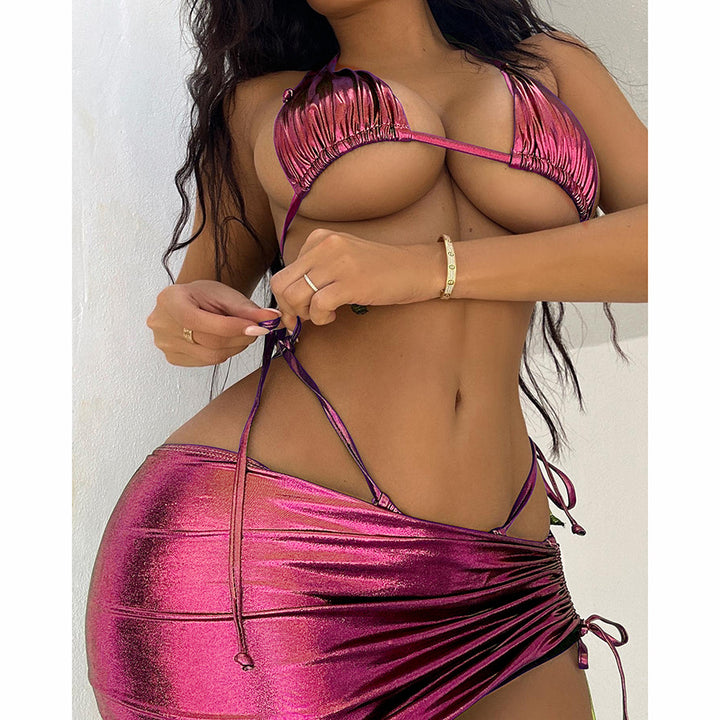 Metallic Halter Bikini Set