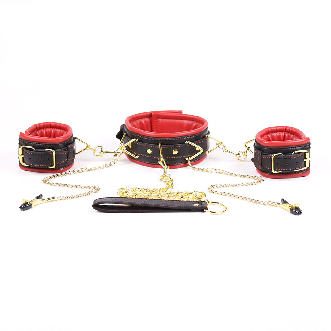 Luxury Leather BDSM Handcuffs Set