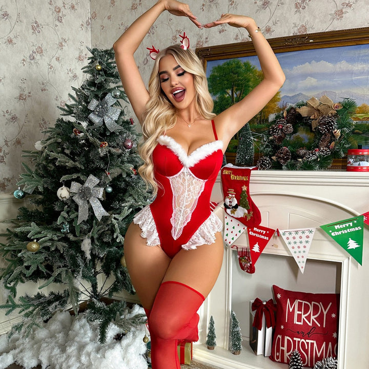 Holiday Lace Bodysuit Set