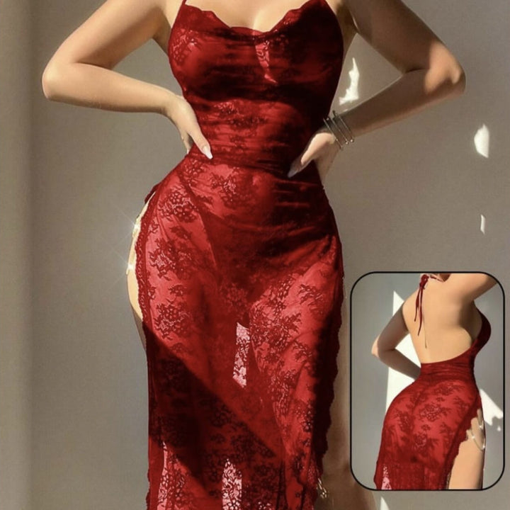 Tempting Lace Halter Bodycon Dress