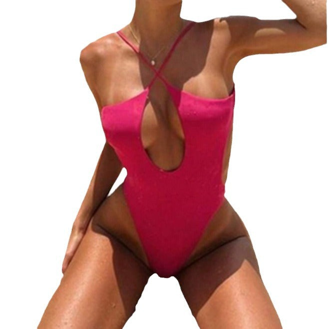 Sculpted Cutout Halter One Piece Swimsuit