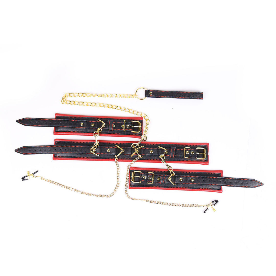 Luxury Leather BDSM Handcuffs Set