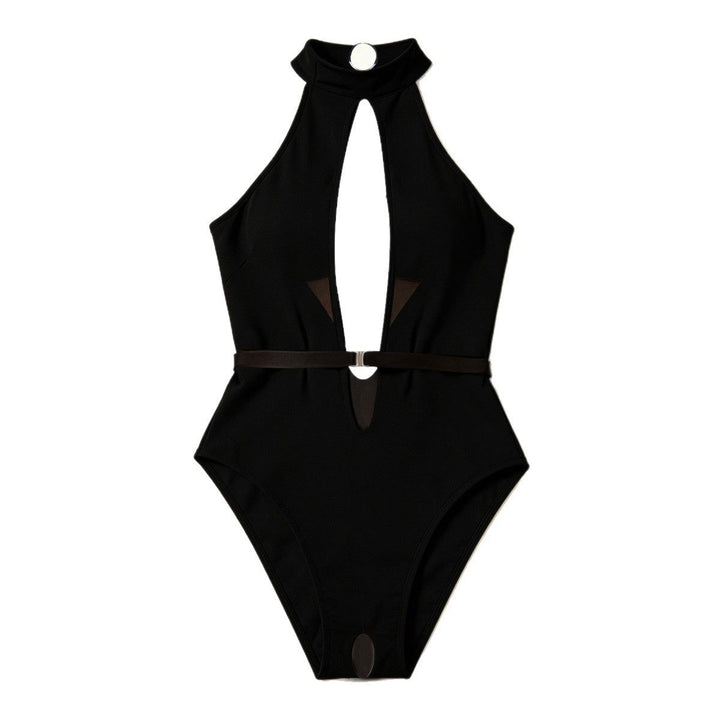 Halter Deep V Cutout Bodysuit