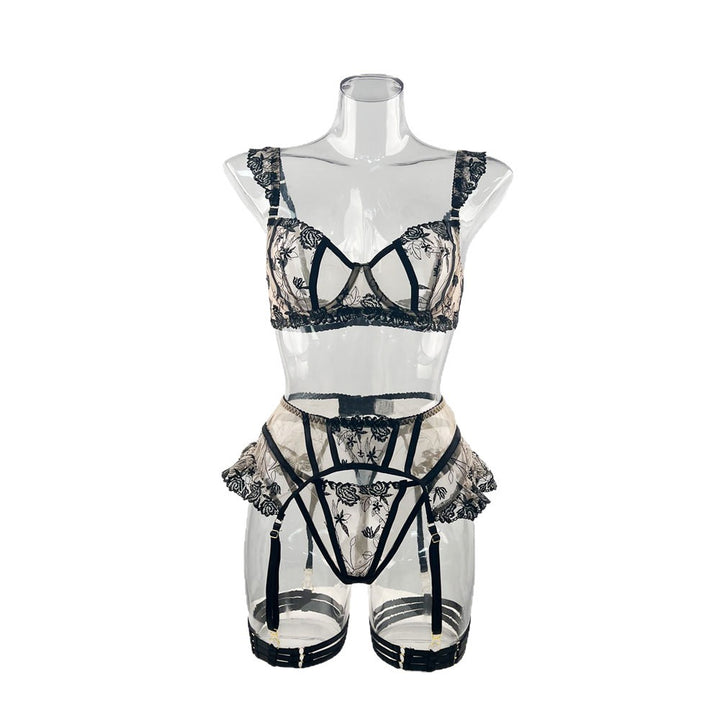 Rose Lace Garter Lingerie Set