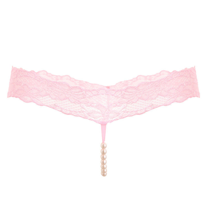 Sheer Lace Pearl Thong Panty