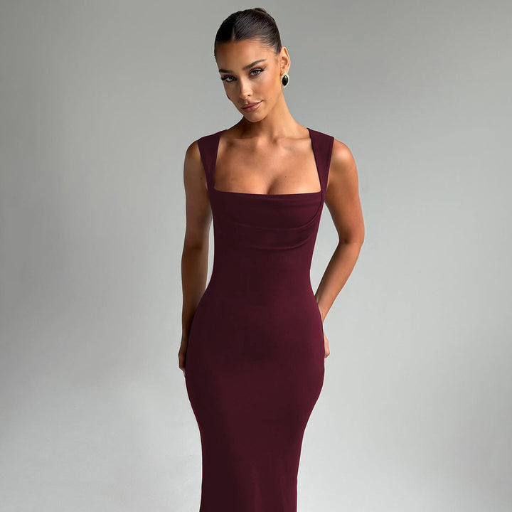 Square Neck Bodycon Maxi Dress