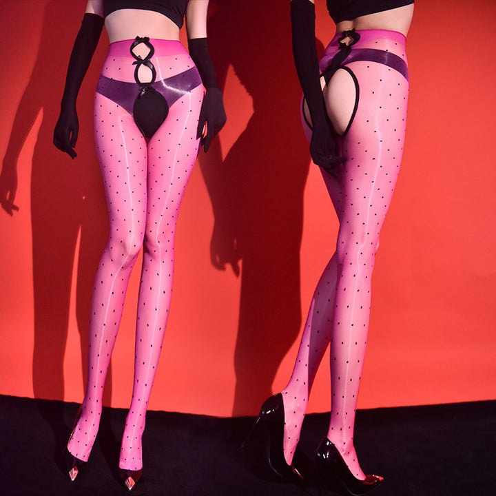 Aurora Dot Open Crotch Sheer Tights