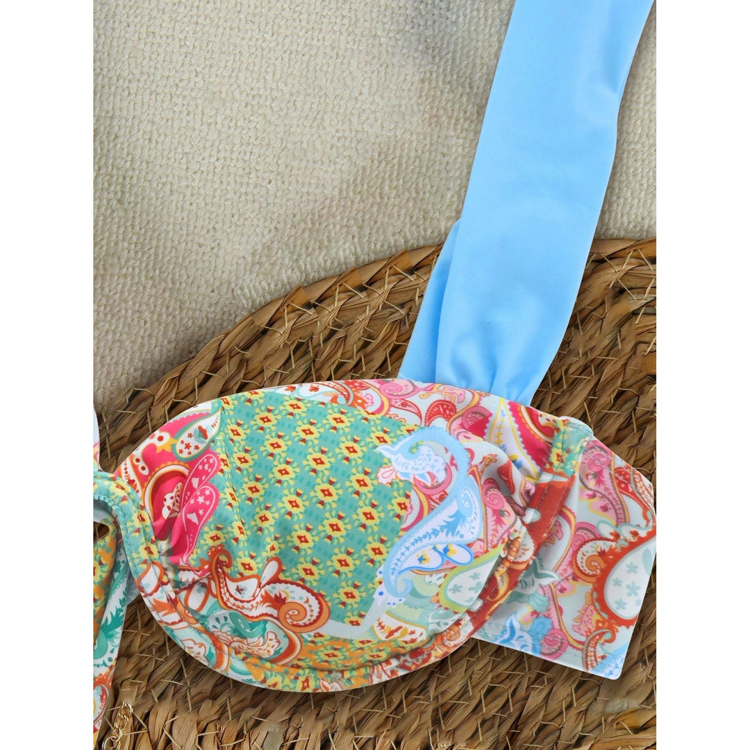 Paisley Print 3-Piece Bikini Set