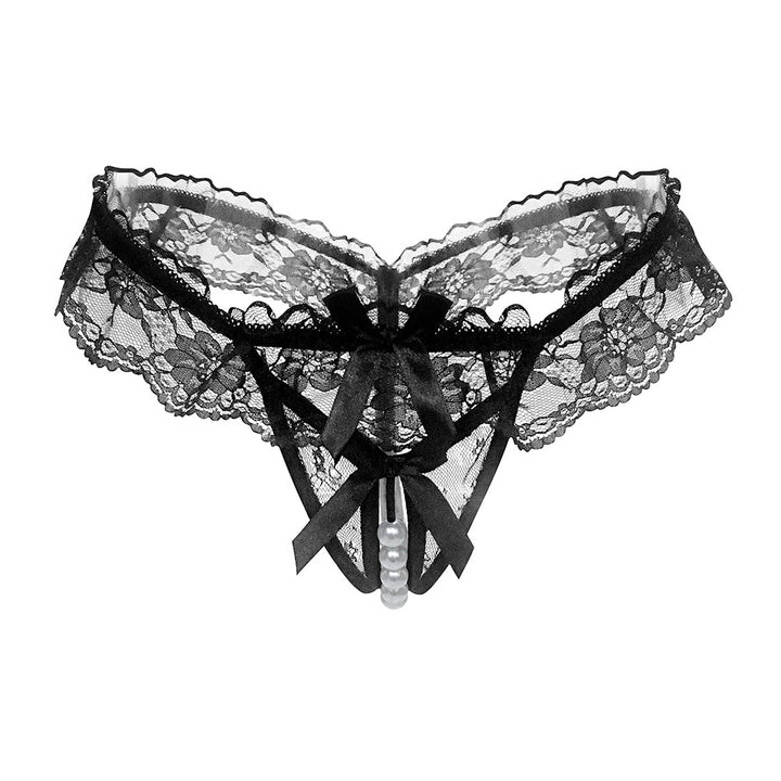 Pearl Desire Lace Crotchless Thong