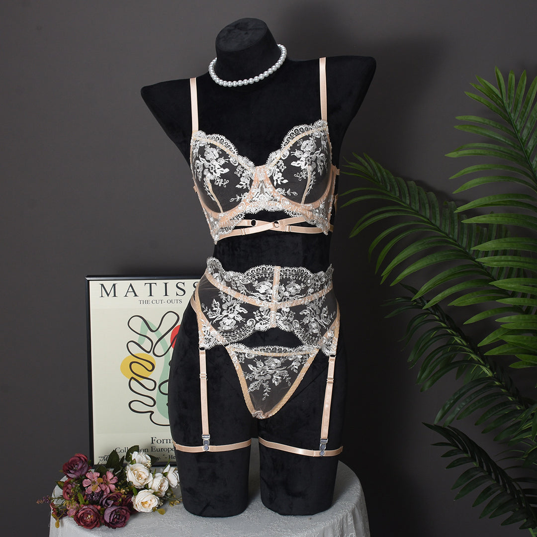 Embroidered Seduction Bra Set