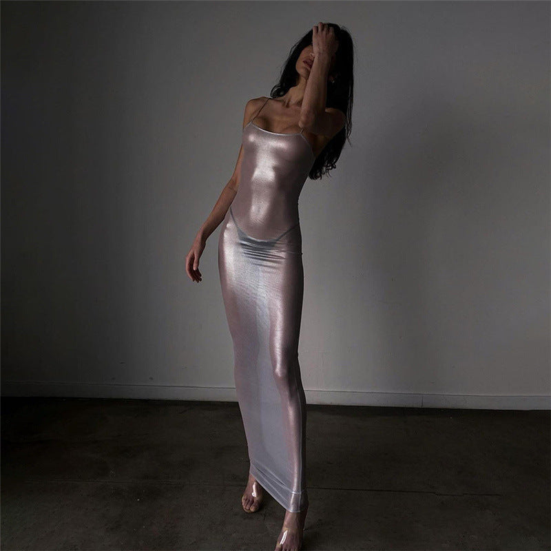 Silver Mesh Bodycon Maxi Dress