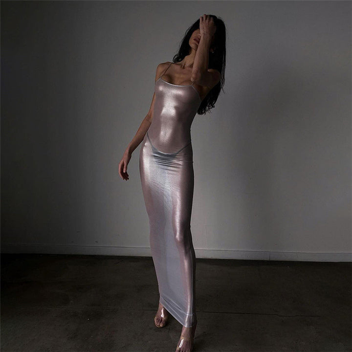 Silver Mesh Bodycon Maxi Dress