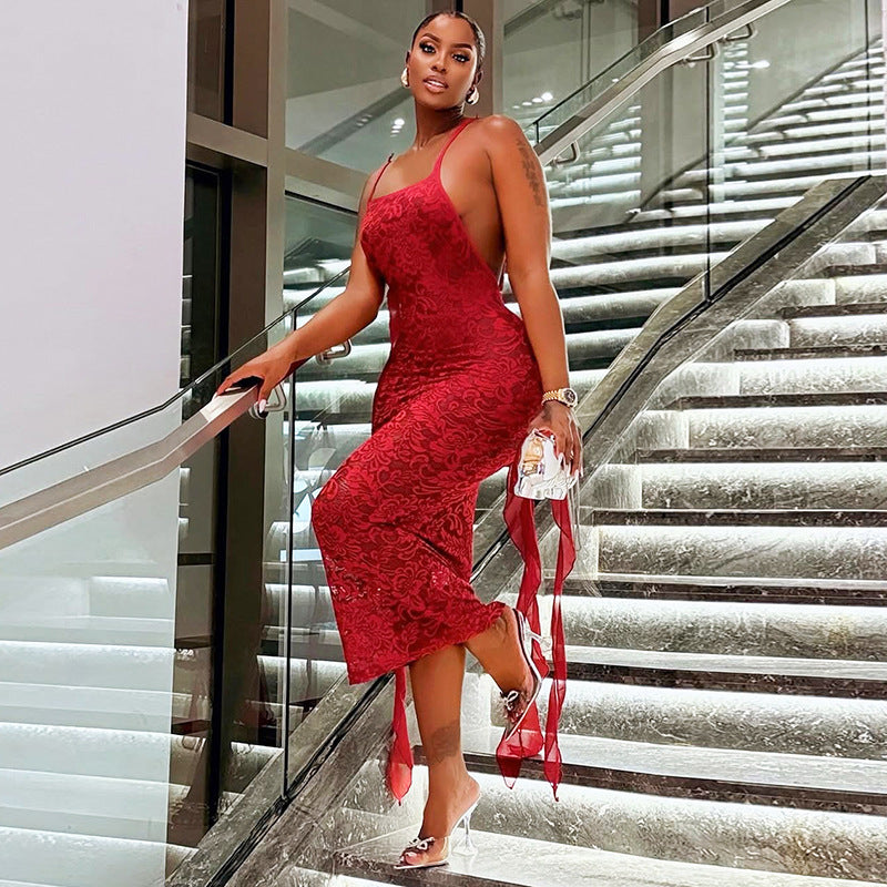 Backless Desire Lace Maxi Dress